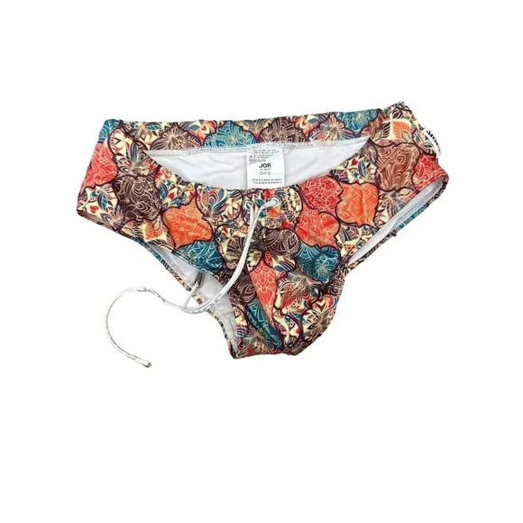 Jor Multicolor Drawstring Tropical Hawaiian Briefs Bikini Swimsuit Size Small - Picture 1 of 4